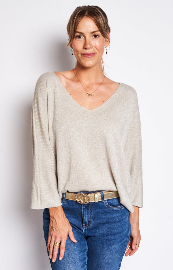 LOOSE FIT SWEATER WITH GOLD LUREX - VOLANGE PARIS