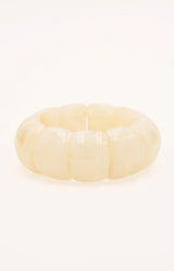 Beige marbled resin elastic bracelet, French design – Sydney French fashion by Volange Paris.