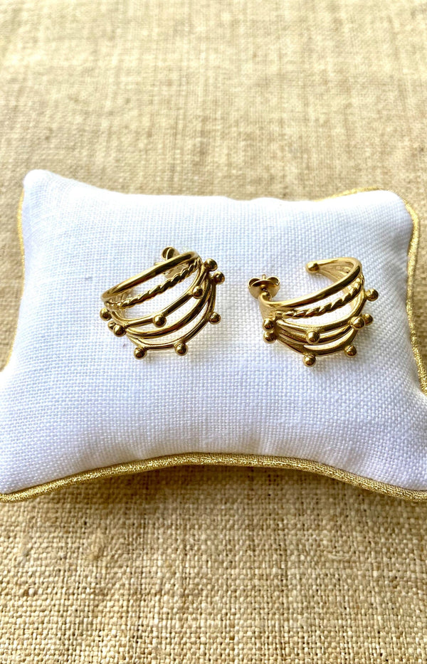 Statement earrings gold plated french fashion - Volange EARRINGS CAGE