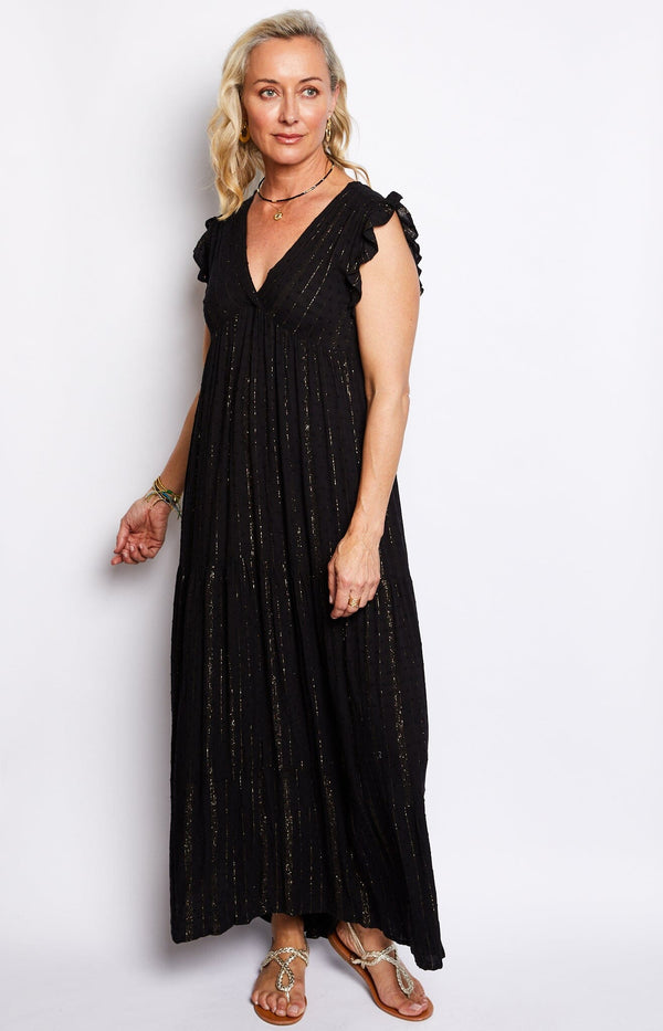 Black and silver  boho dress - Volange Paris
