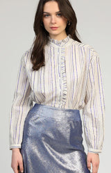 FRENCH BLOUSE WITH BLUE STRIPES VOLANGE PARIS