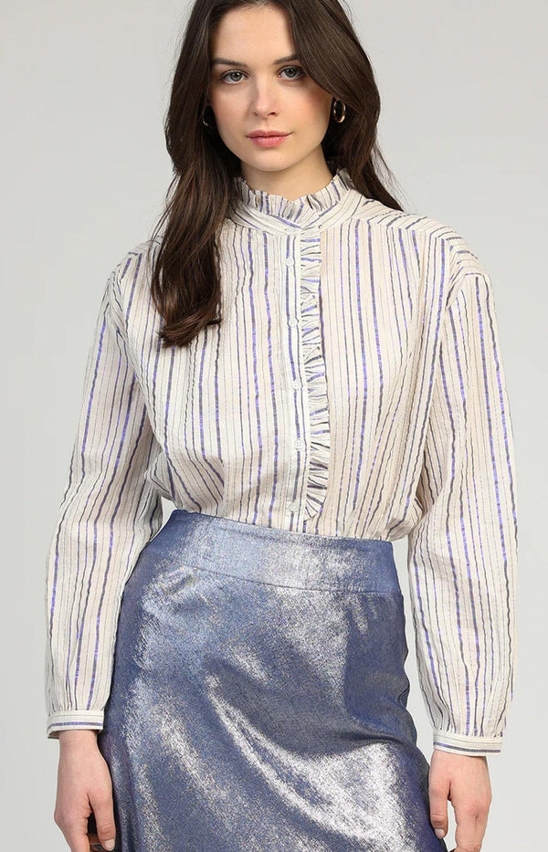 FRENCH BLOUSE WITH BLUE STRIPES VOLANGE PARIS
