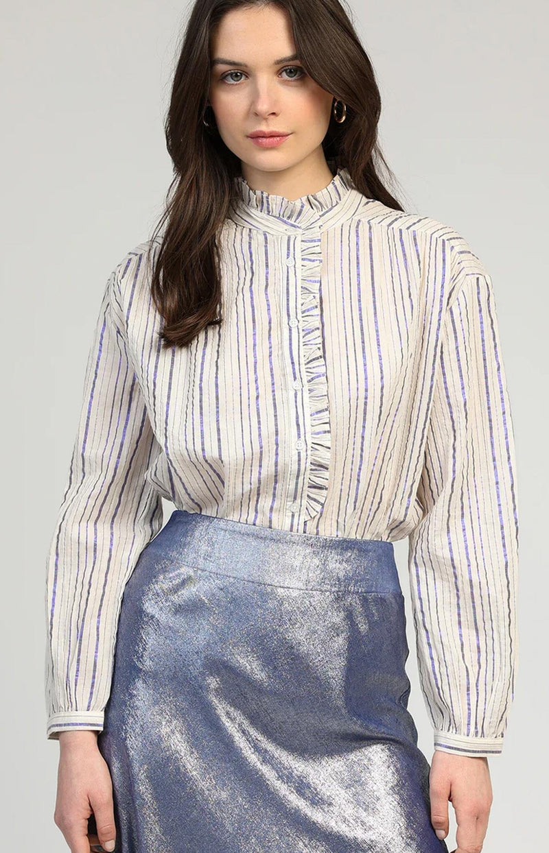 FRENCH BLOUSE WITH BLUE STRIPES VOLANGE PARIS