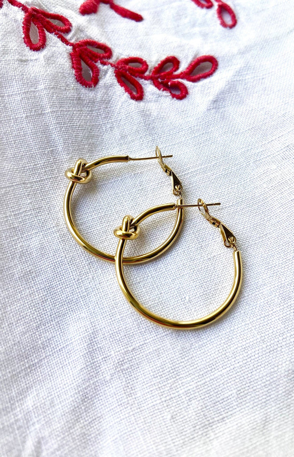 knot hoops earrings gold plated french fashion - volange paris 