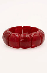 Red marbled resin elastic bracelet, French design – Sydney French fashion by Volange Paris.