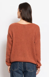 Rust fluffy mohair blend cardigan with button front – Volange Paris, Parisian fashion in Sydney (Mosman, Paddington and Bronte) or Australia-wide online.