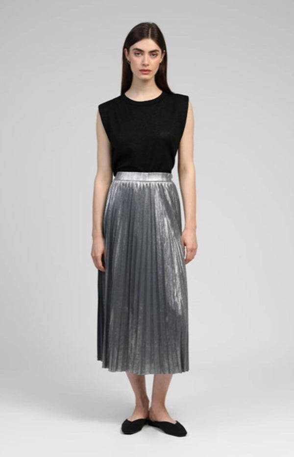 SILVER PLEATED SKIRT FRENCH STYLE VOLANGE PARIS