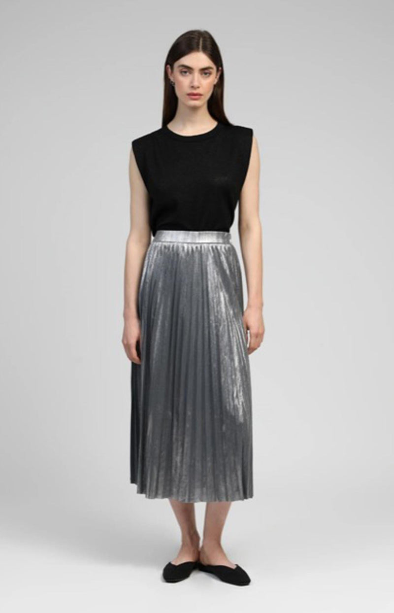 SILVER PLEATED SKIRT FRENCH STYLE VOLANGE PARIS
