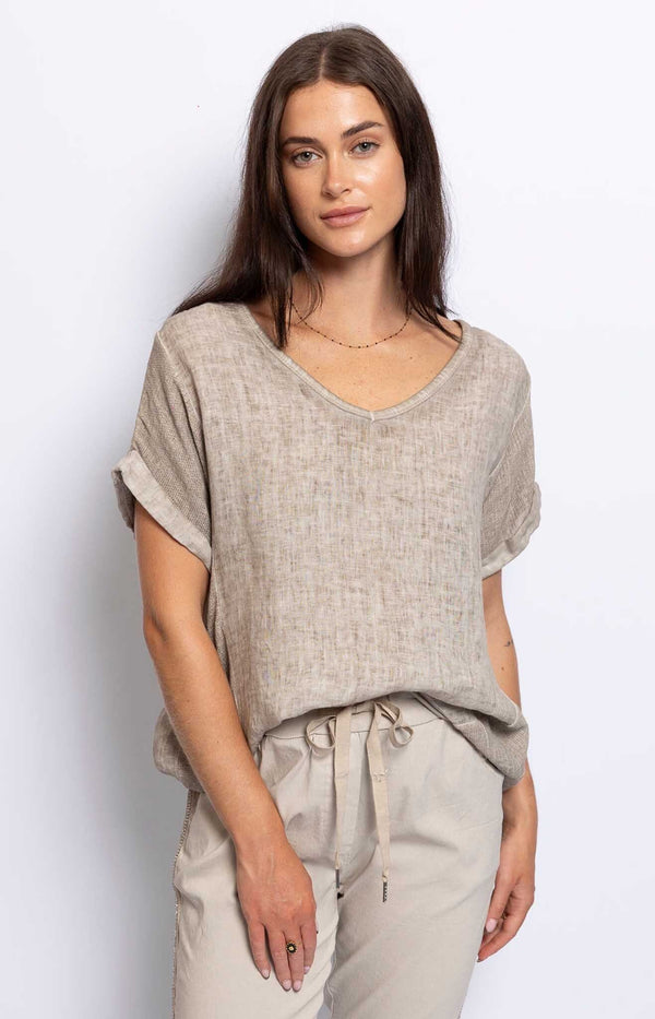 Volange TOP LIN TAUPE