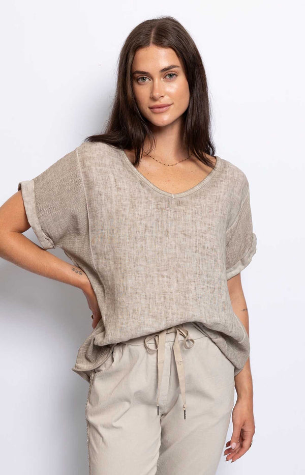 RELAXED FIT LINEN TOP SUMMER FRENCH FASHION - VOLANGE PARIS 