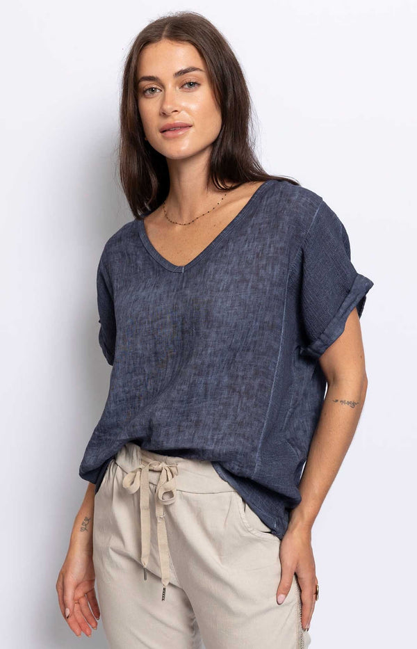 Volange TOP LIN NAVY