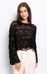 OPEN WORK CROCHET SWEATER FASHIONABLE COTTON FRENCH FASHION - VOLANGE PARIS 
