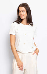 COTTON T-SHIRT EMBROIDERY HEARTS FRENCH FASHION - VOLANGE PARIS 