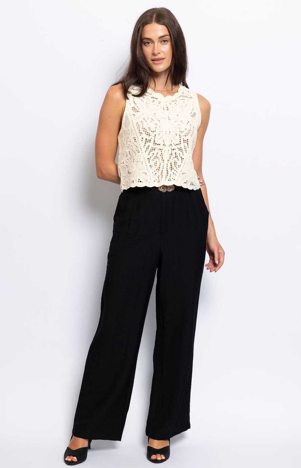 CHIC WIDE LEG PANTS BLACK FASHION - VOLANGE PARIS 