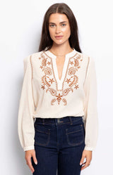 BOHO CHIC COTTON BLOUSE EMBROIDERIES FASHION - VOLANGE PARIS 