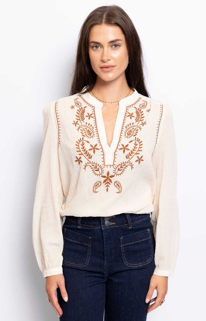BOHO CHIC COTTON BLOUSE EMBROIDERIES FASHION - VOLANGE PARIS 
