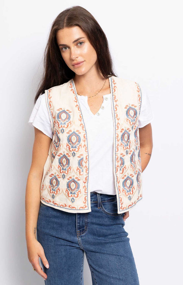 BOHEMIAN VEST STATEMENT PIECE 100% COTTON FRENCH FASHION - VOLANGE PARIS 