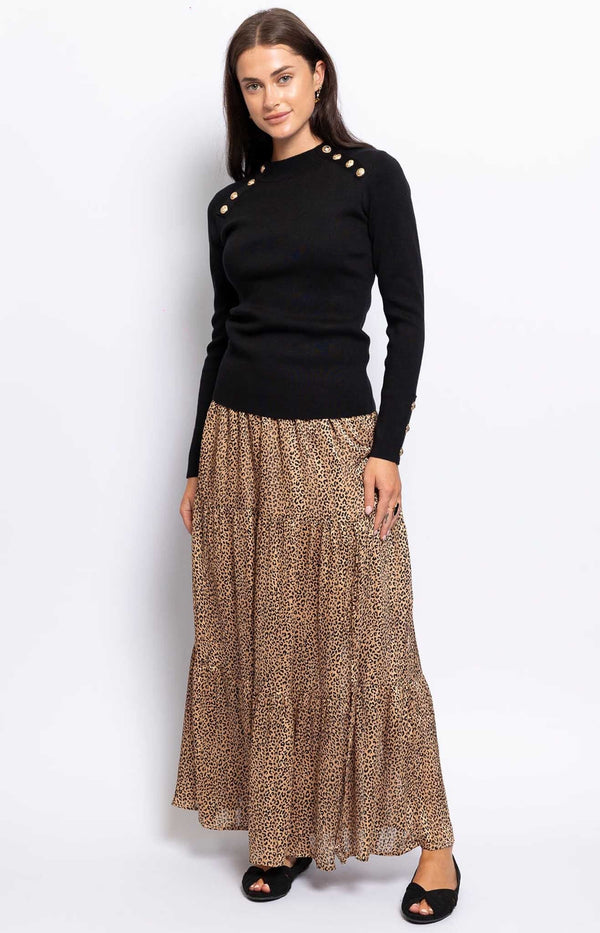 MAXI SKIRT LEOPARD PRINTS FLOWY STYLISH FRENCH FASHION - VOLANGE PARIS