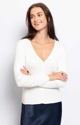 ELEGANT COMFORTABLE WHITE CARDIGAN FRENCH FASHION - VOLANGE PARIS 