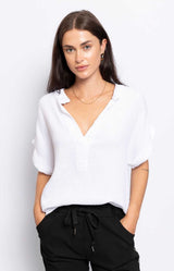 COTTON TOP V-NECK COMFORTABLE VERSATILE FRENCH FASHION - VOLANGE PARIS 