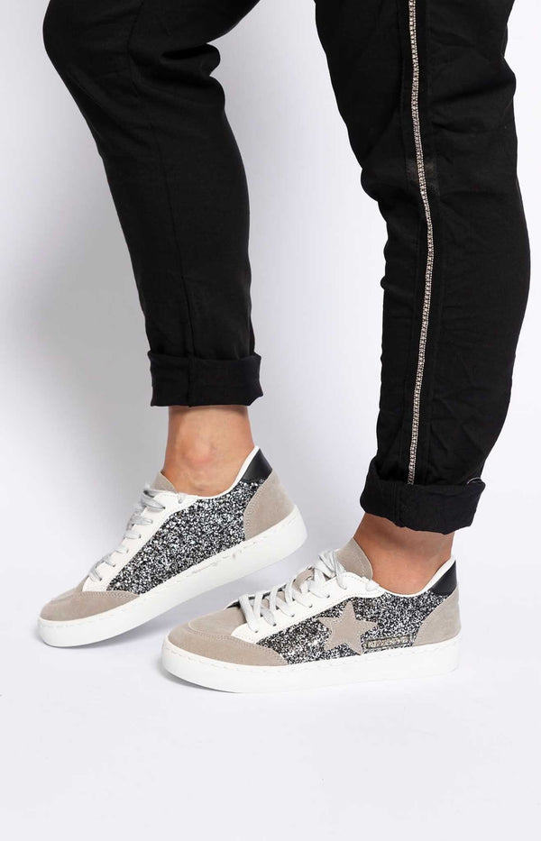 STYLISH SNEAKERS GLITTERS GREY FRENCH FASHION - VOLANGE PARIS 