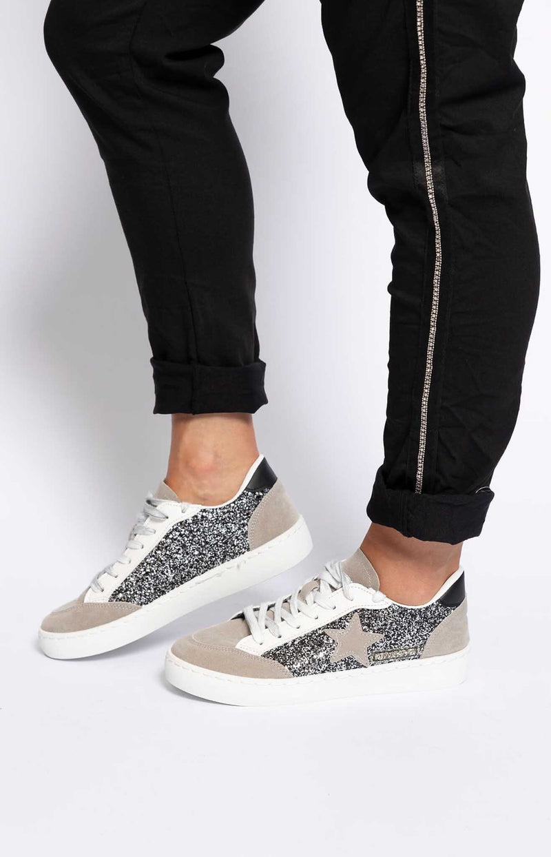 STYLISH SNEAKERS GLITTERS GREY FRENCH FASHION - VOLANGE PARIS 