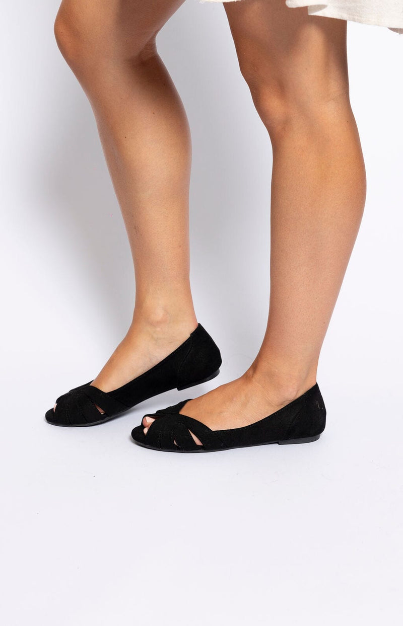 PEEP TOE FLATS BLACK – Volange Paris