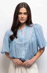 Volange BLOUSE COTTON CAPRI BLUE