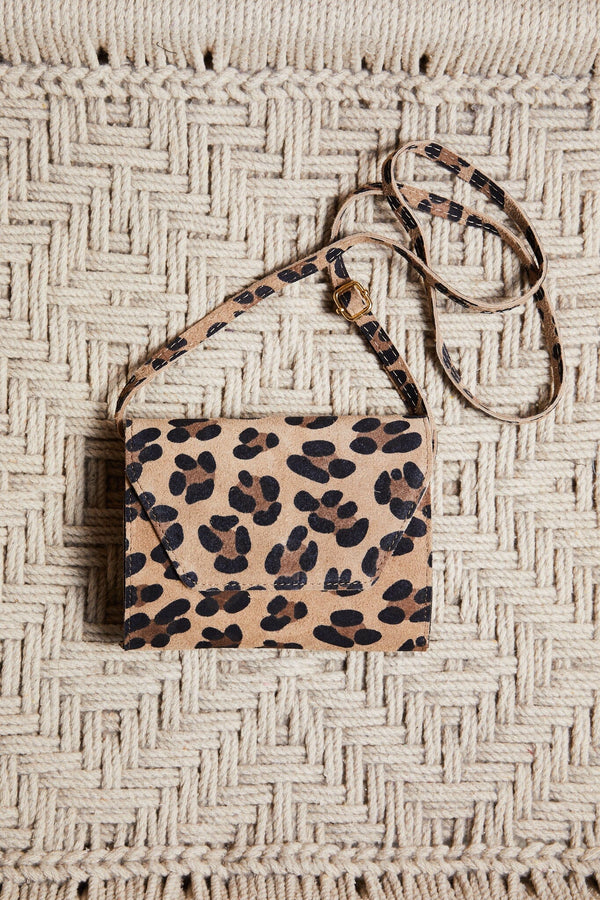 Bag and clutch in leather leopard print - Volange Paris