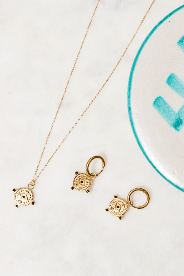 Volange NECKLACE AZTEC TRIBAL STYLE PENDANT GOLD