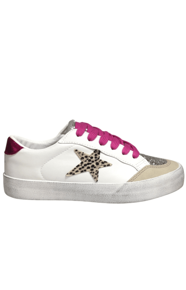 Volange SNEAKERS STAR PINK FUNKY WHITE SNEAKERS WITH GLITTER