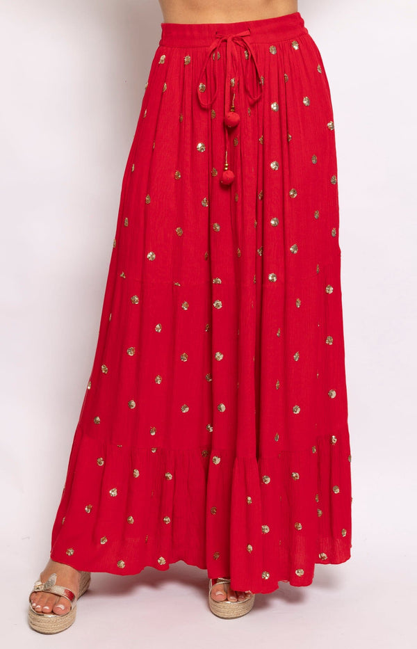Volange SKIRT MAXI BOHO RED