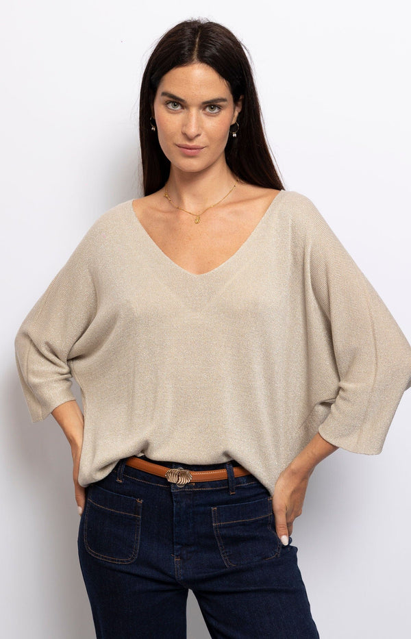 LIGHTWEIGHT KNIT TOP GLITTER FRENCH FASHION - VOLANGE PARIS