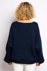 Volange JUMPER REMY NAVY SOFT NAVY WOOLLEN JUMPER WITH BELL SLEEVES