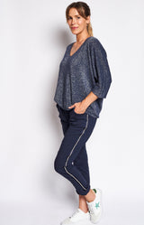 STRETCHY STYLISH NAVY JOGGER PANTS - VOLANGE PARIS