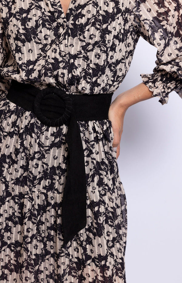 black suede leather belt, designed to complement both casual and formal styles – French style by Volange Paris.