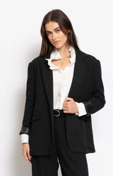 Black tailored jacket with relaxed Parisian silhouette – Volange Paris, Parisian fashion in Sydney (Mosman, Paddington and Bronte) or Australia-wide online.