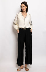 Black wide-leg pants high waist wardrobe essential French fashion by Volange Paris