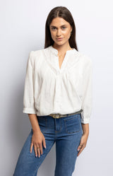 White cotton blouse with a chic, timeless design – Classic French fashion wardrobe essential from Volange Paris