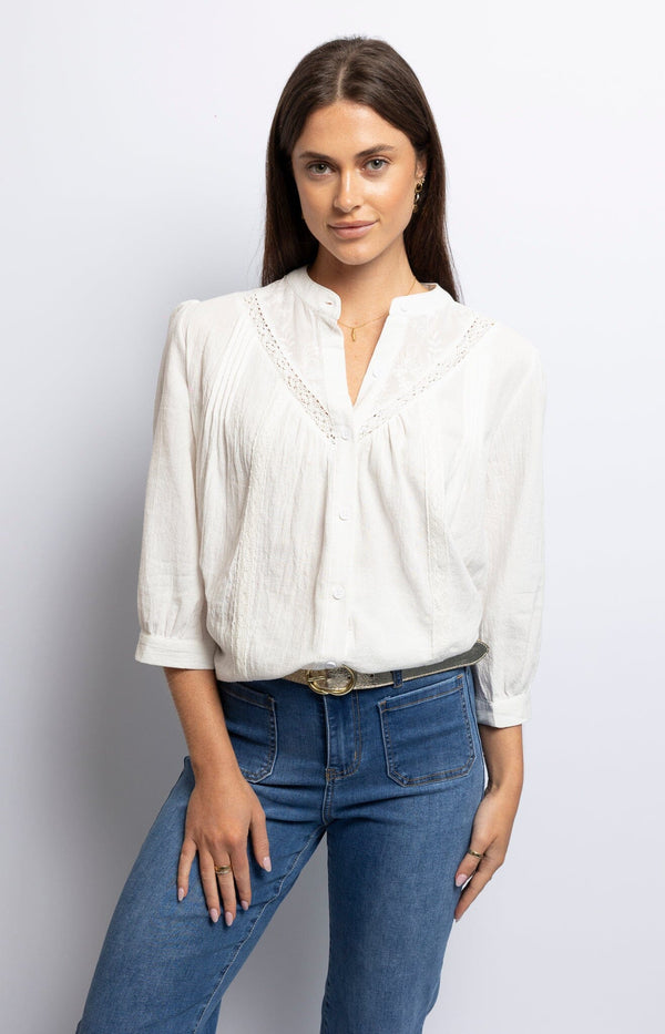 White cotton blouse with a chic, timeless design – Classic French fashion wardrobe essential from Volange Paris
