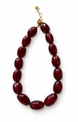 Bordeaux resin bead necklace with glossy oval beads – Parisian elegance by Volange Paris, French fashion accessories in Sydney (Mosman, Paddington and Bronte) or Australia-wide online.