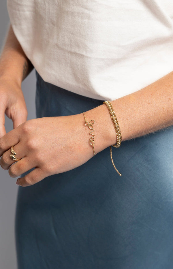 Beautiful fine golden bangle love - french jewellery long lasting no tarnish - French Fashion Volange Paris 