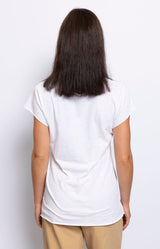 Classic white cotton Tunisien T-shirt with V-neck and three-button detail – Volange Paris, Parisian fashion in Sydney (Mosman, Paddington and Bronte) or Australia-wide online.
