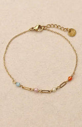 Colour bead gold bracelet with delicate chain and pastel crystal details – French jewellery in Sydney by Volange Paris (Mosman, Paddington and Bronte) or Australia-wide online.