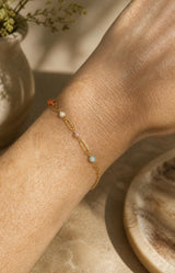 Colour bead gold bracelet with delicate chain and pastel crystal details – French jewellery in Sydney by Volange Paris (Mosman, Paddington and Bronte) or Australia-wide online.