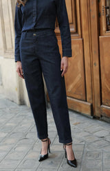 Dark denim cigarette pants with tailored slim fit – Volange Paris, Parisian fashion in Sydney (Mosman, Paddington and Bronte) or Australia-wide online.