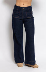 Dark high-waisted straight leg jeans in stretch cotton – Volange Paris, Parisian Fashion in Sydney (Mosman, Paddington and Bronte) or Australia-wide online.
