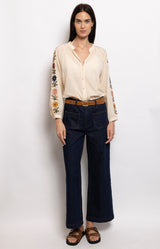 Dark high-waisted straight leg jeans in stretch cotton – Volange Paris, Parisian Fashion in Sydney (Mosman, Paddington and Bronte) or Australia-wide online.
