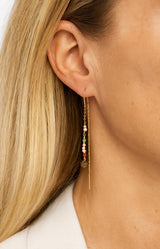 Delicate gold-plated earrings with colourful beads and chain drop – French jewellery design from Volange Paris