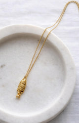 Gold fish pendant necklace on fine chain – Volange Paris, Parisian fashion in Sydney (Mosman, Paddington and Bronte) or Australia-wide online.